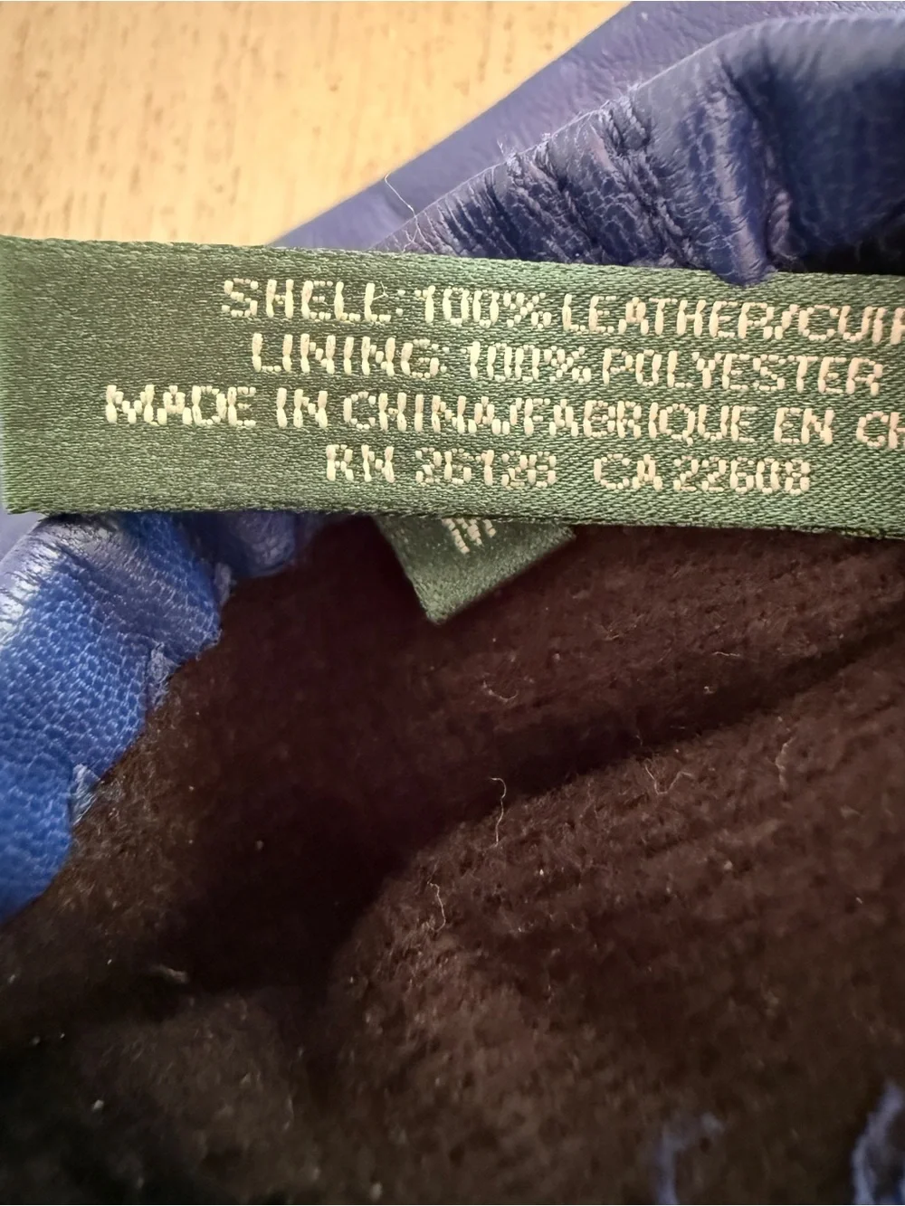 Lauren Ralph Lauren Vintage Blue Leather Retro 3 Button Driving Gloves Size M